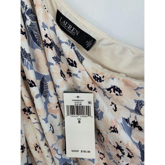 Lauren Ralph Lauren Asymmetrical One-Shoulder Floral Print Dress Size 8 RE10613 - Picture 2 of 13